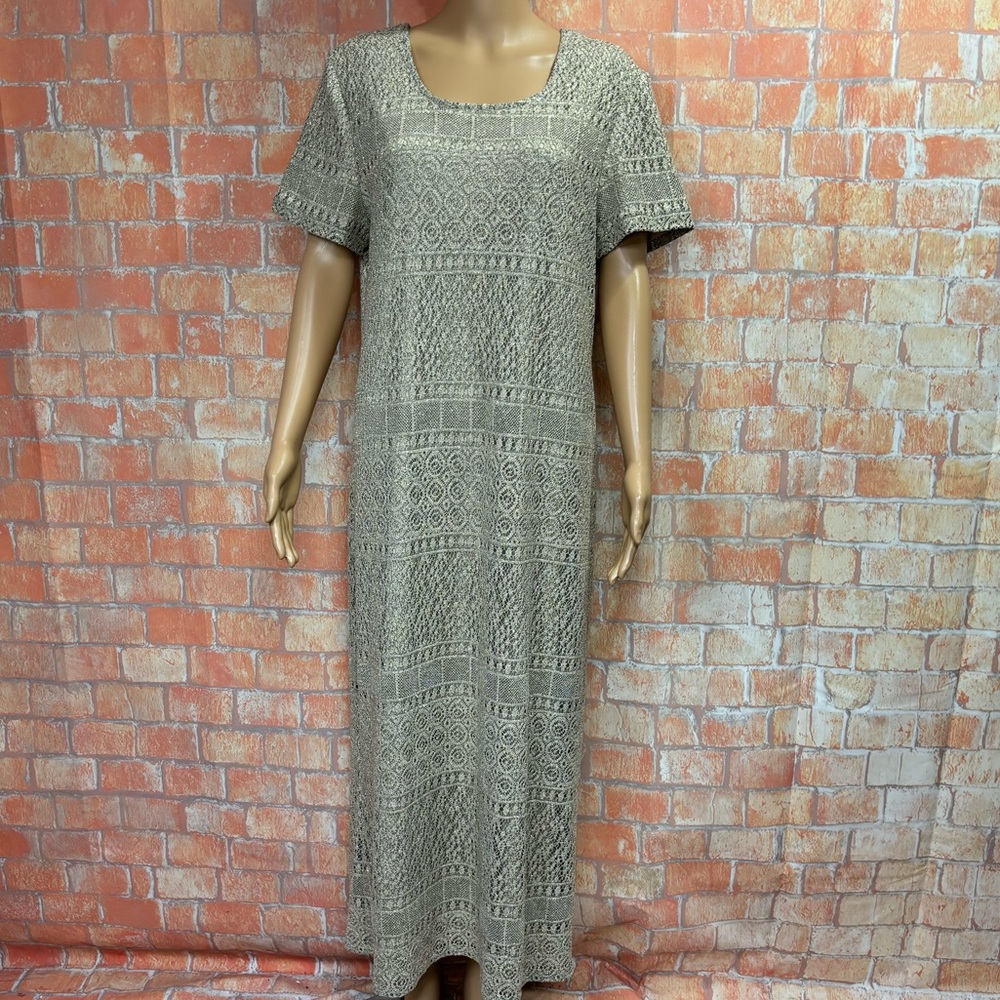 Halmode Vintage‎ 90’s Metallic Lace Maxi Dress
